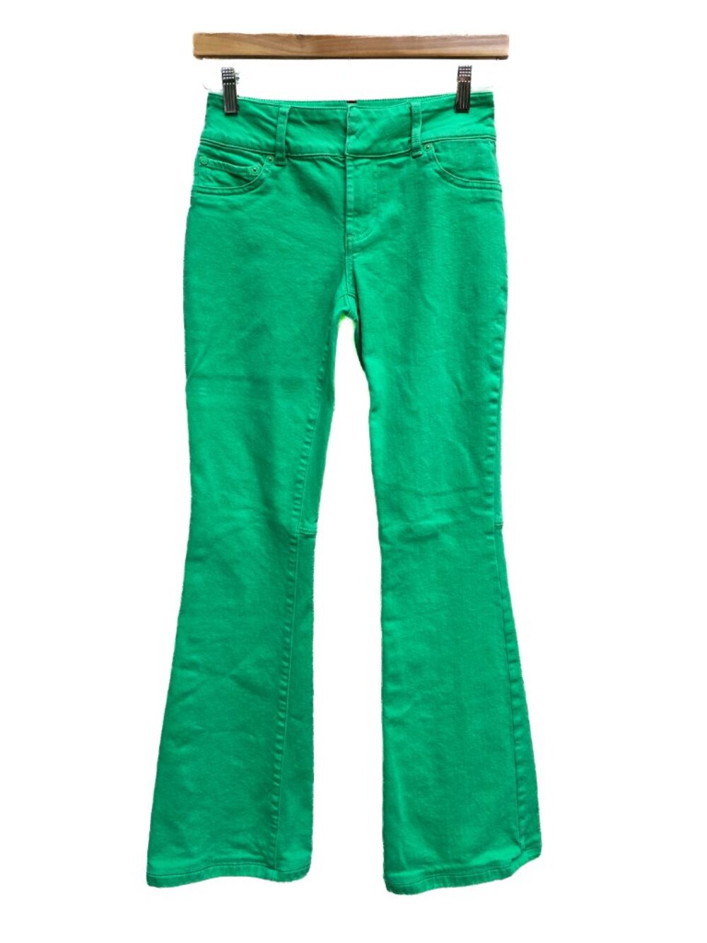 Alice + Olivia Stacey Bell Green Flare Jeans Size 25 Boho 70s Y2K